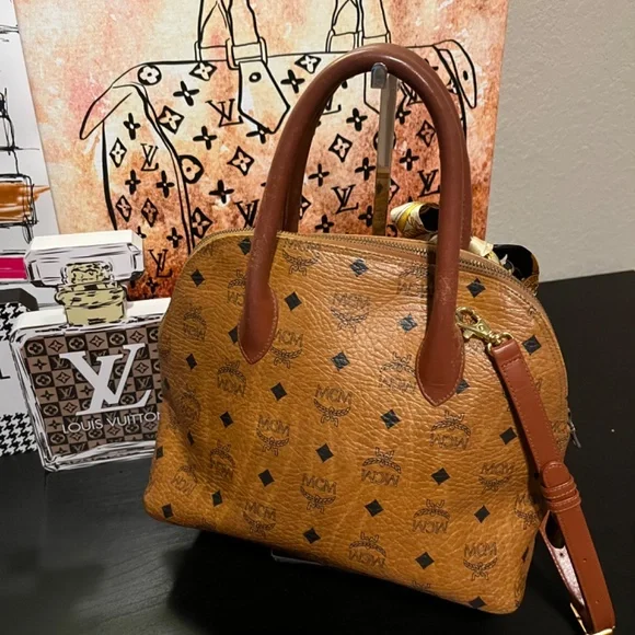 MCM Authentic Alma Visetos Cognac 2 Way Shoulder Bag made in Germany - Picture 3 of 11